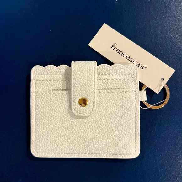 NWT Francesca’s Ivory Faux Leather Keychain Card Holder with Tassel - Picture 3 of 6
